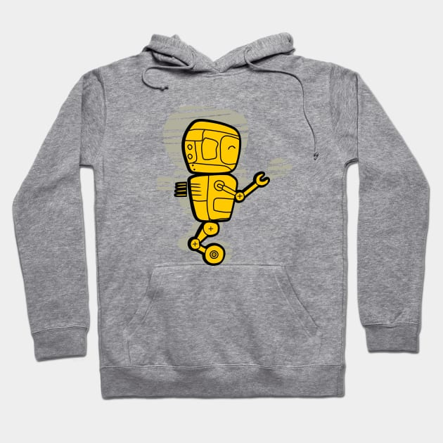 delivery robot in yellow and black Hoodie by bloomroge